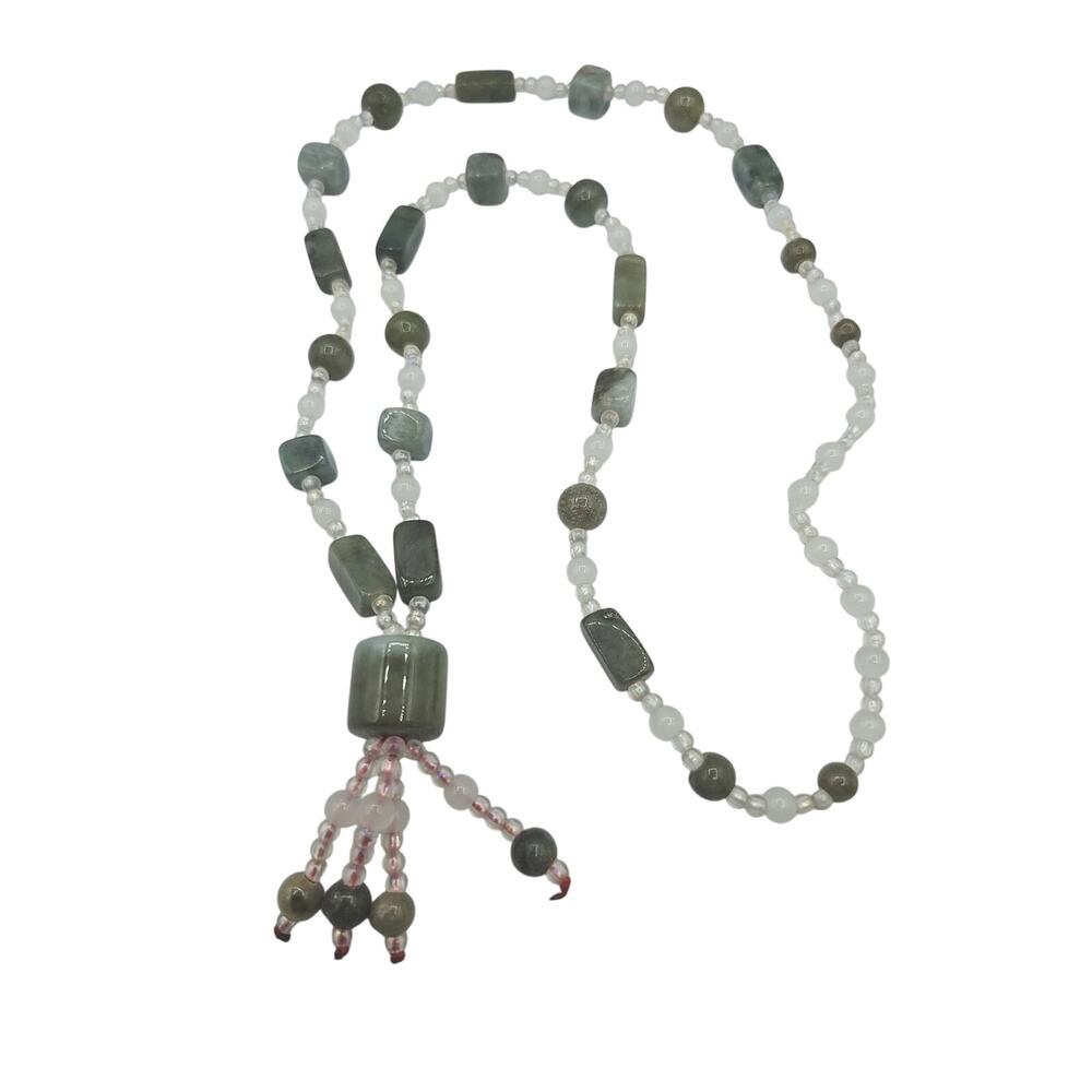 28" Faceted And jadeite Handmade Stone NECKLACE